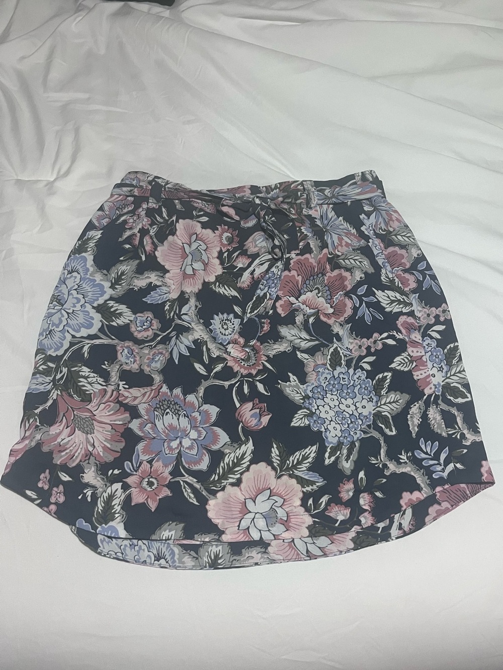 LOFT Floral Skirt with Pink & Light Blue Blooms